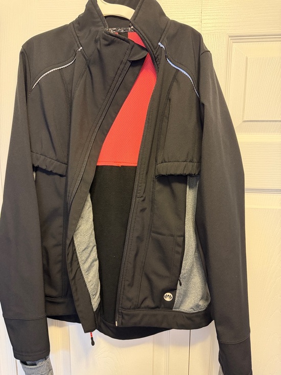 Mondetta Black Jacket with Red Lining and Gray Panels
